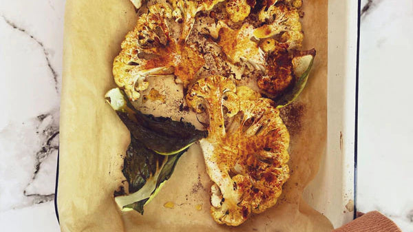 Roasted Paprika Cauliflower with Pumpkin and Sunflower Seeds.