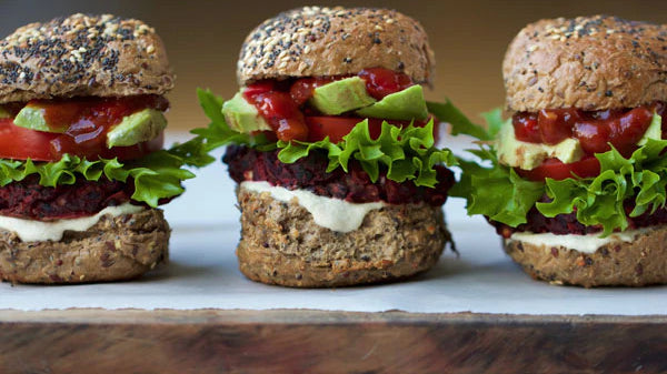 Beetroot, Basil and Black Bean Burgers