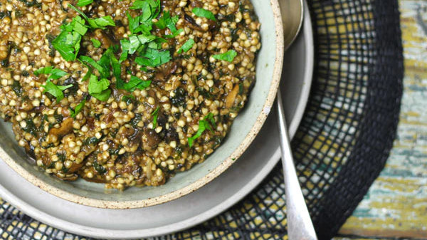 Porcini Mushroom and Kale Buckwheat Risotto