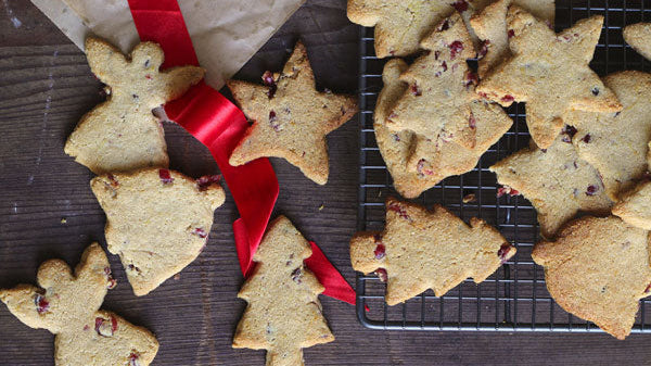 Buttery Lemon Shortbread with Christmas Cranberries
