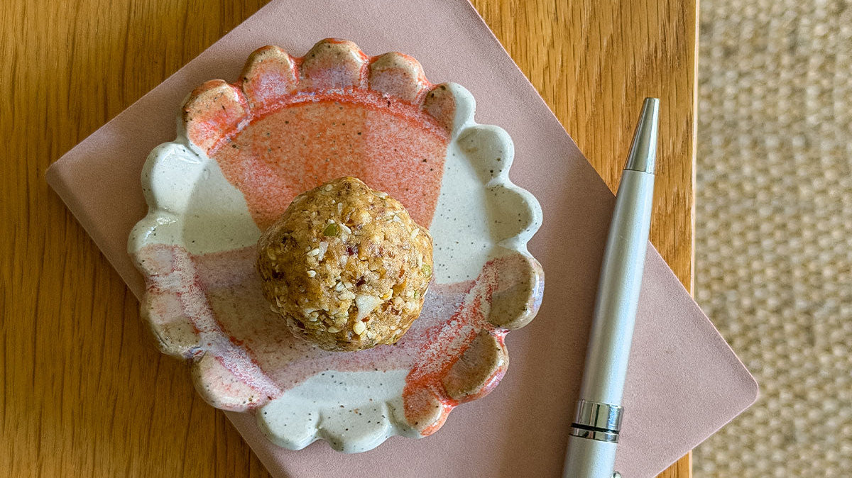 Everyday strength bliss ball on ceramic bowl