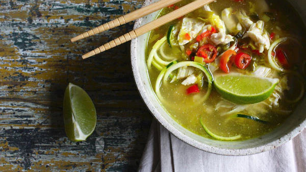 Chicken Pho with Raw Zucchini Noodles