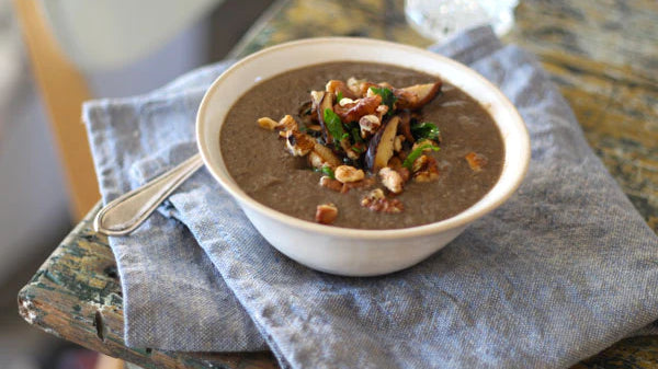 Wild Mushroom & Thyme Soup with Toasted Walnuts