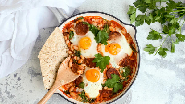 One Pan Baked Eggs with Chorizo