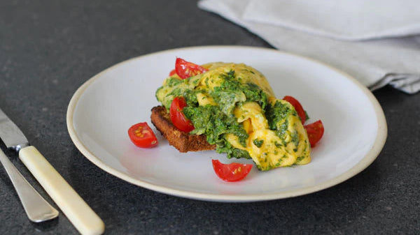 Pesto Scrambled Eggs on Gluten Free Toast