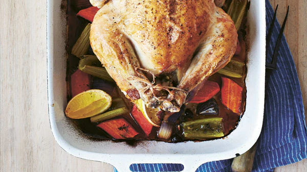 Roast Chicken with Quinoa, Pistachio & Cranberry Stuffing