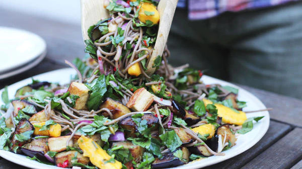 Soba Noodle Salad with Eggplant and Mango
