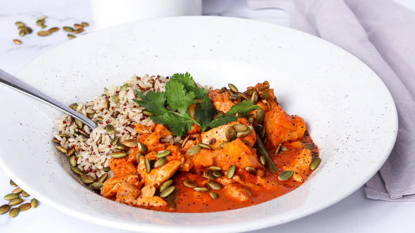 Healthy Butter Chicken with Veg and Crunchy Rice