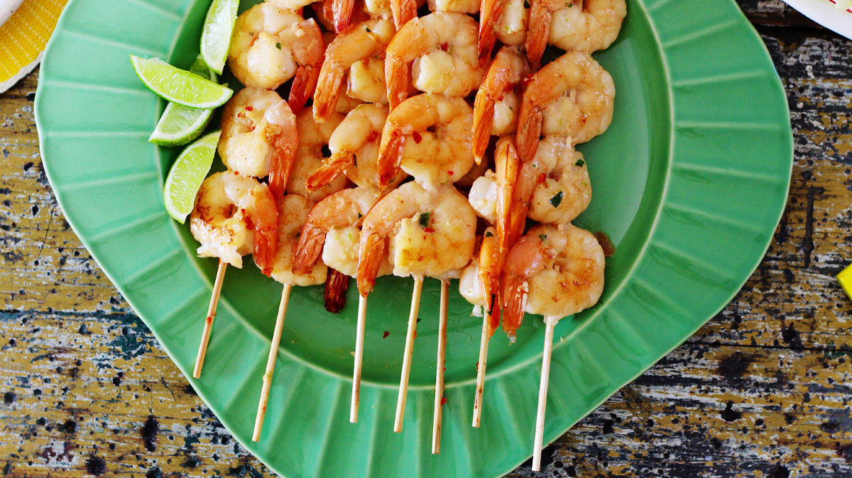 Coconut, lime and chilli barbecued prawns