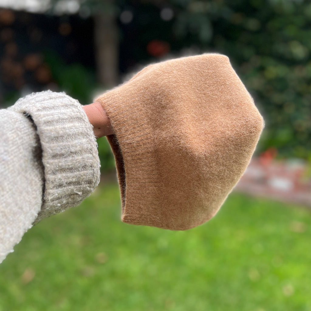 Angora & Lambswool Slouch Beanies - Biscuit