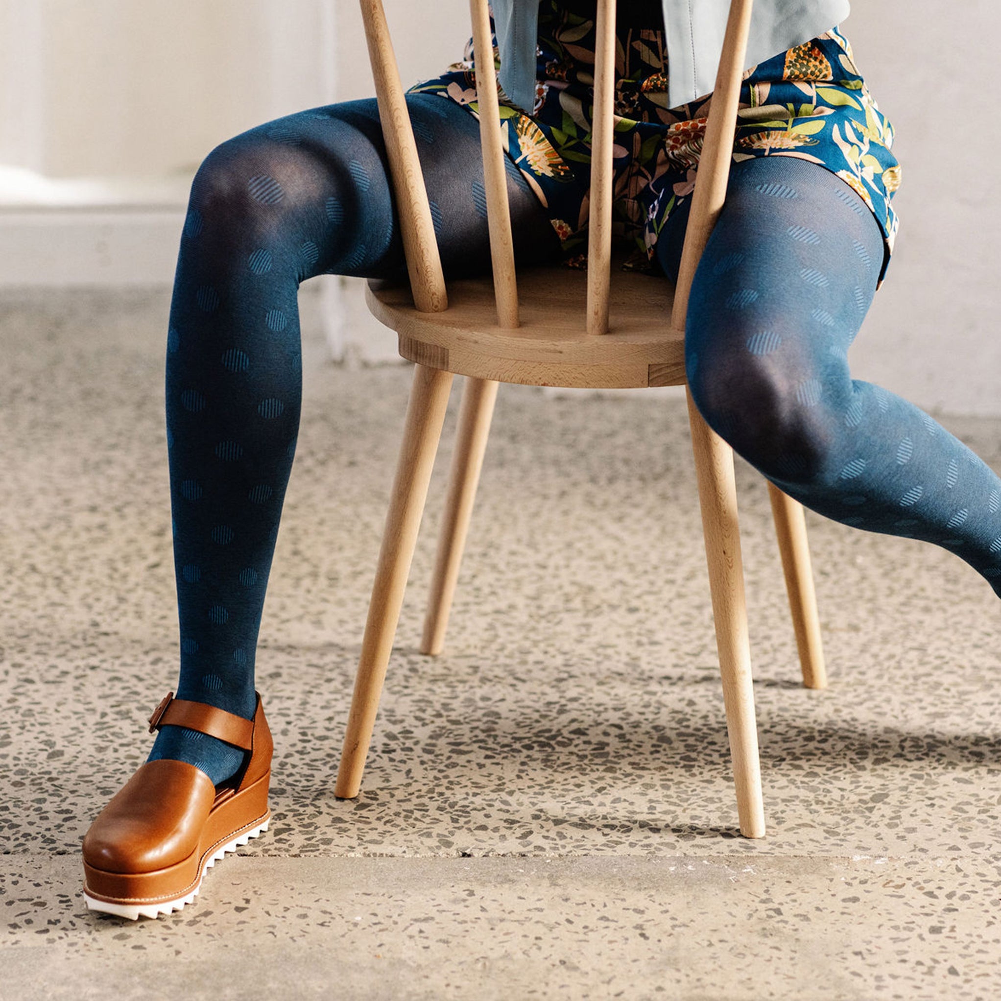 Tightology Cotton 'Cirque' Tights in Blue