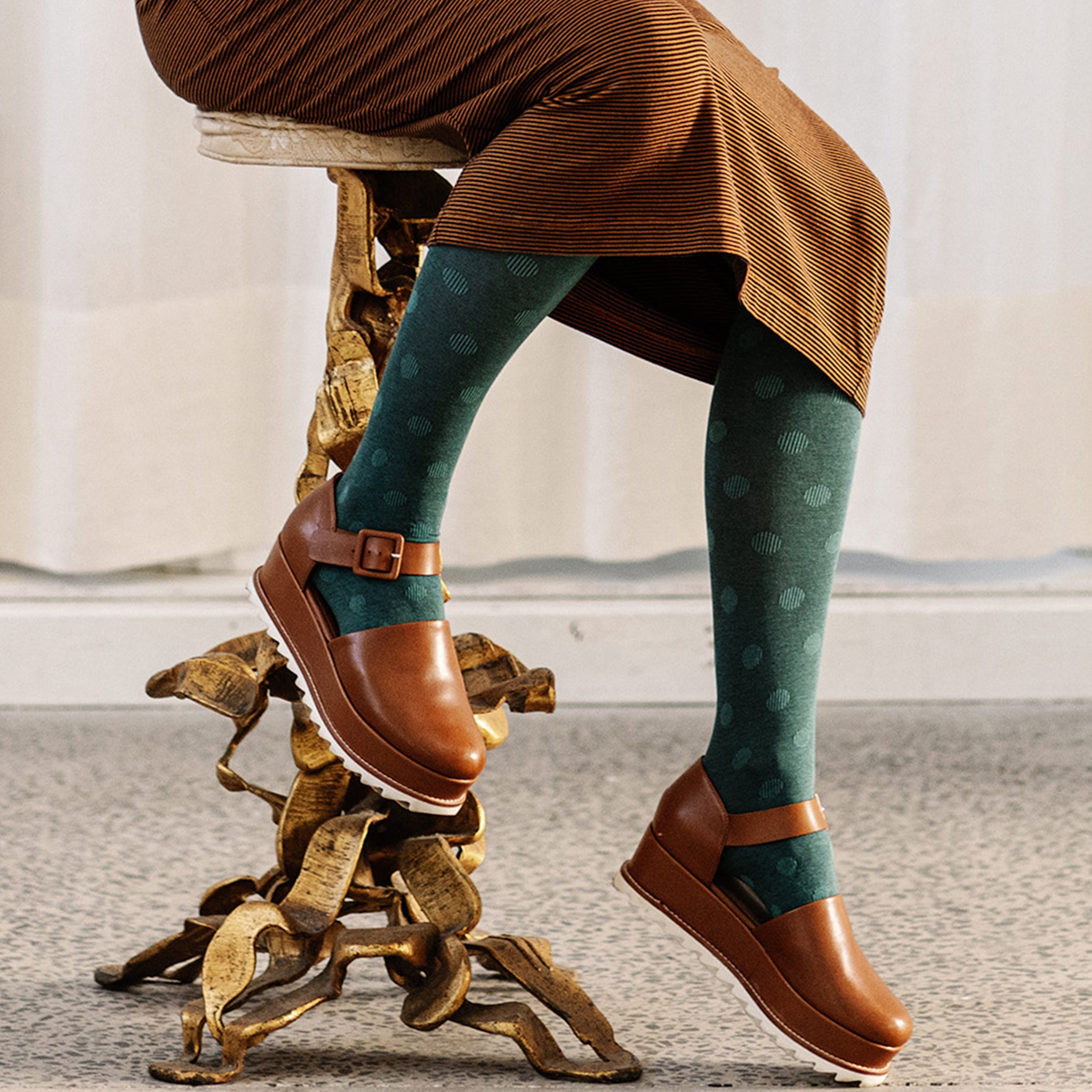 Tightology Cotton 'Cirque' tights in Teal