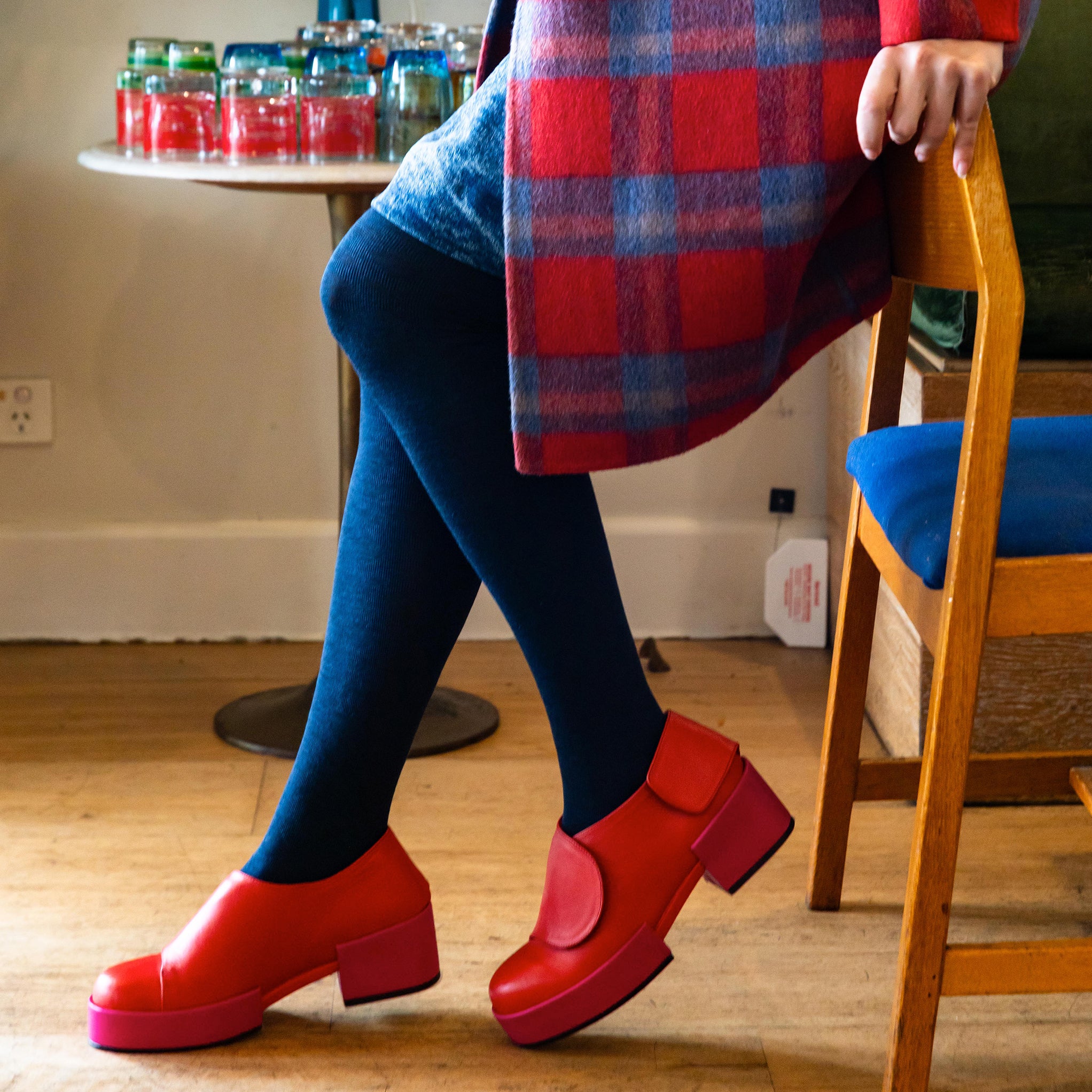 Tightology Merino Wool Deco Tights in Navy