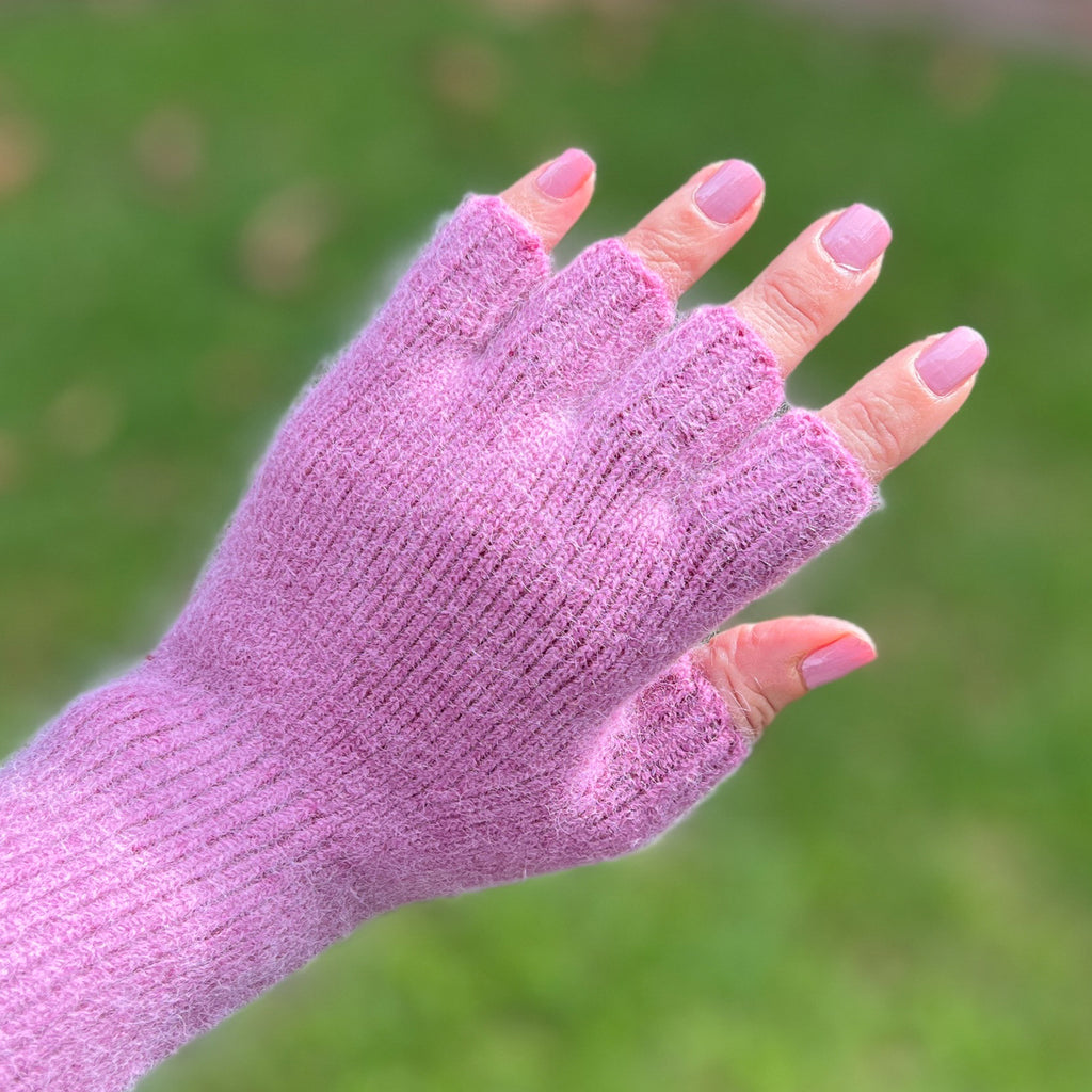 Angora & Lambswool Fingerless Gloves - Daphne