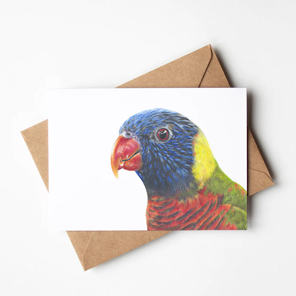 Rainbow Lorikeet Greeting Card and envelope