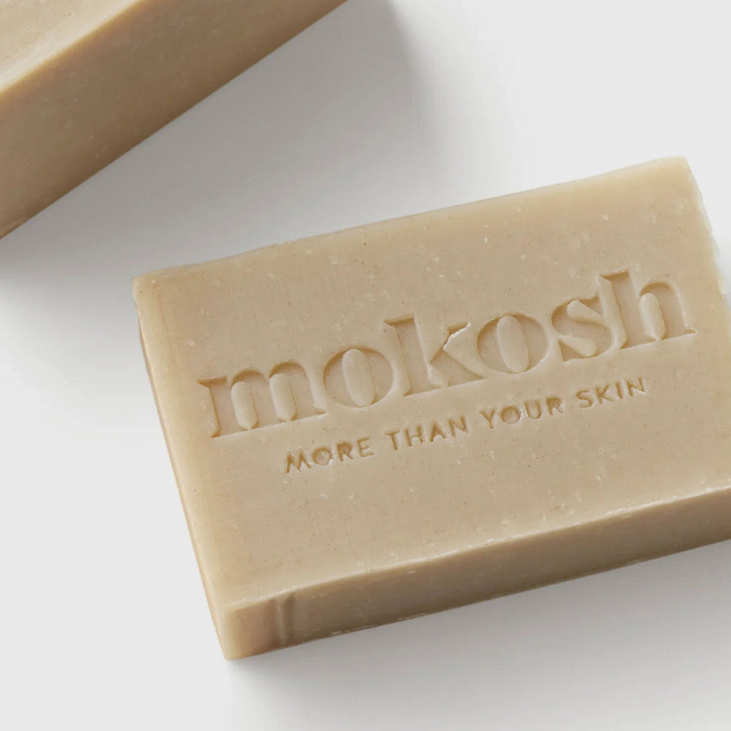 A bar of Mokosh handmade organic soap. 
