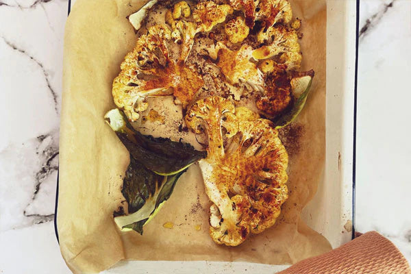 Roasted Paprika Cauliflower with Pumpkin and Sunflower Seeds.