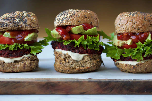 Beetroot, Basil and Black Bean Burgers