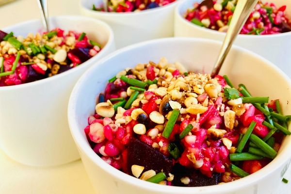 Beetroot & Buckwheat Risotto with Pinenuts