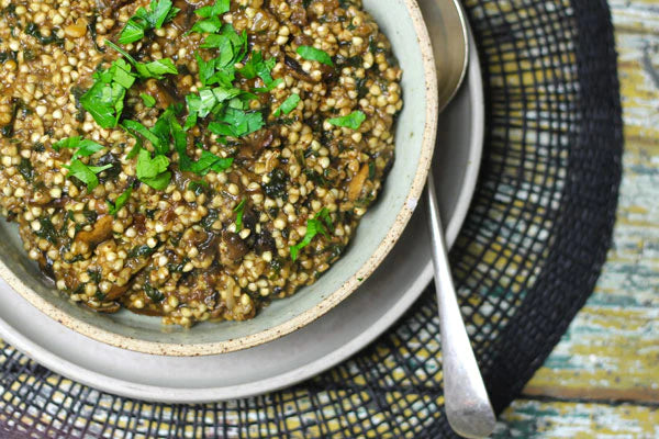 Porcini Mushroom and Kale Buckwheat Risotto