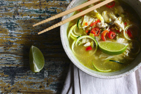 Chicken Pho with Raw Zucchini Noodles
