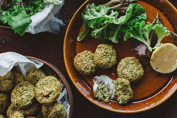 Green Falafel with Mint Yoghurt Tahini