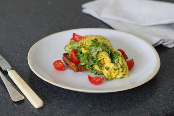 Pesto Scrambled Eggs on Gluten Free Toast