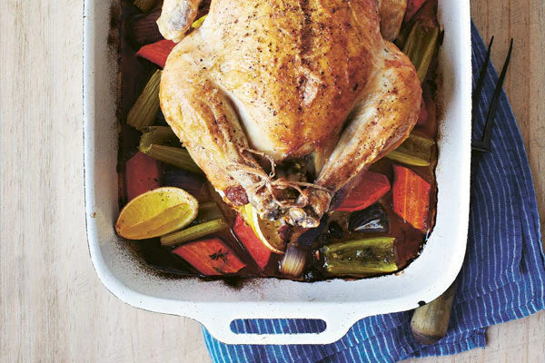 Roast Chicken with Quinoa, Pistachio & Cranberry Stuffing