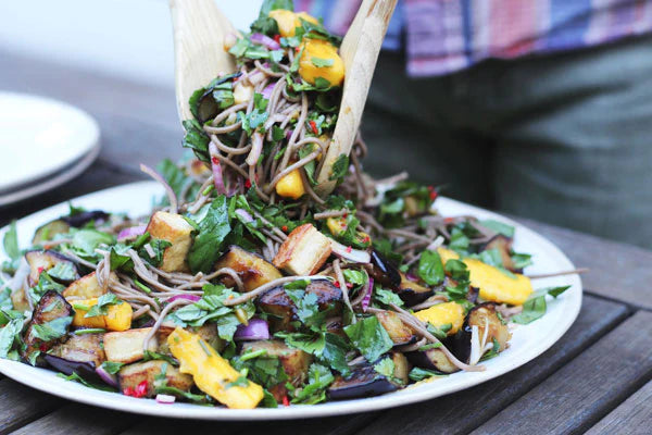 Soba Noodle Salad with Eggplant and Mango