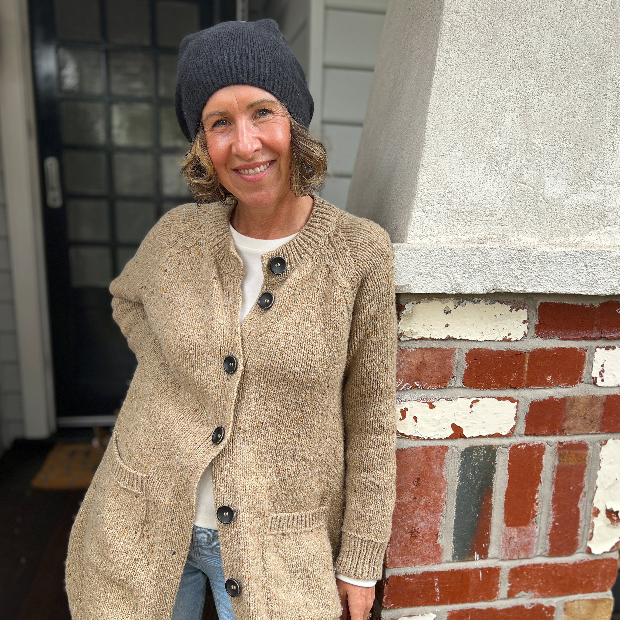 Angora & Lambswool Slouch Beanie in Black