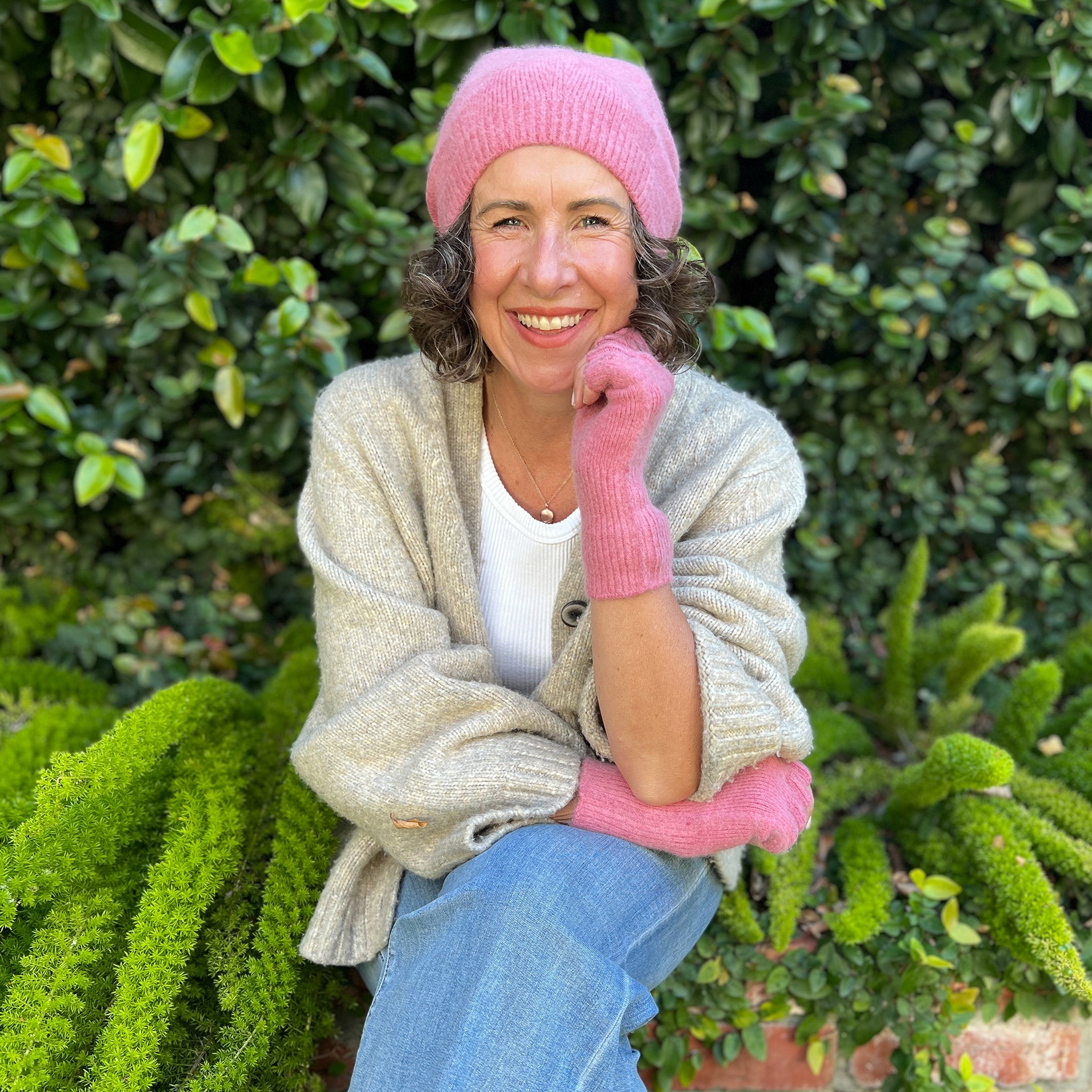 Angora & Lambswool Slouch Beanie in Carnation