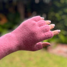 Angora & Lambswool Fingerless Gloves   in  Carnation