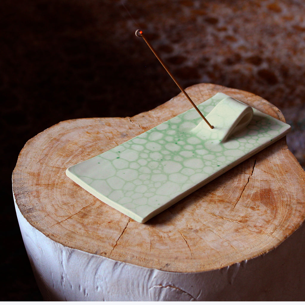 Green Ceramic Bubble Glaze Incense Holders