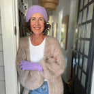 Angora & Lambswool Slouch Beanie & Gloves in Crocus