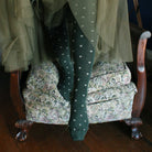 Merino Wool Knee Length Socks - Dotty in Green