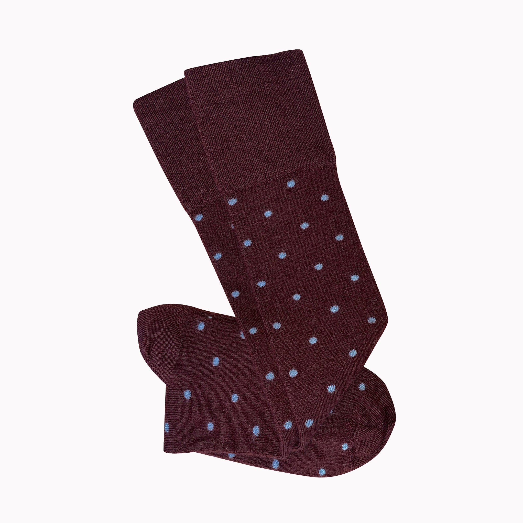 Tightology Burgundy 'Dotty' Merino Wool Knee Length Socks