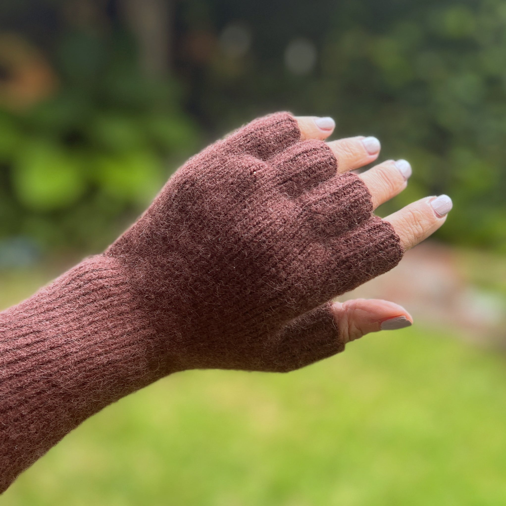 Angora & Lambswool Fingerless Gloves   in  Dutch Chocolate
