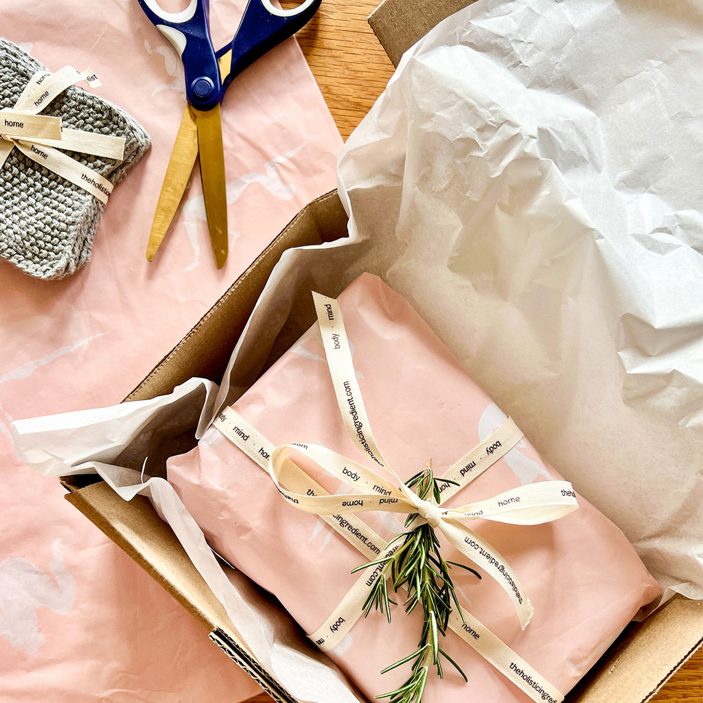 A gift bundle wrapped and ready to give. 