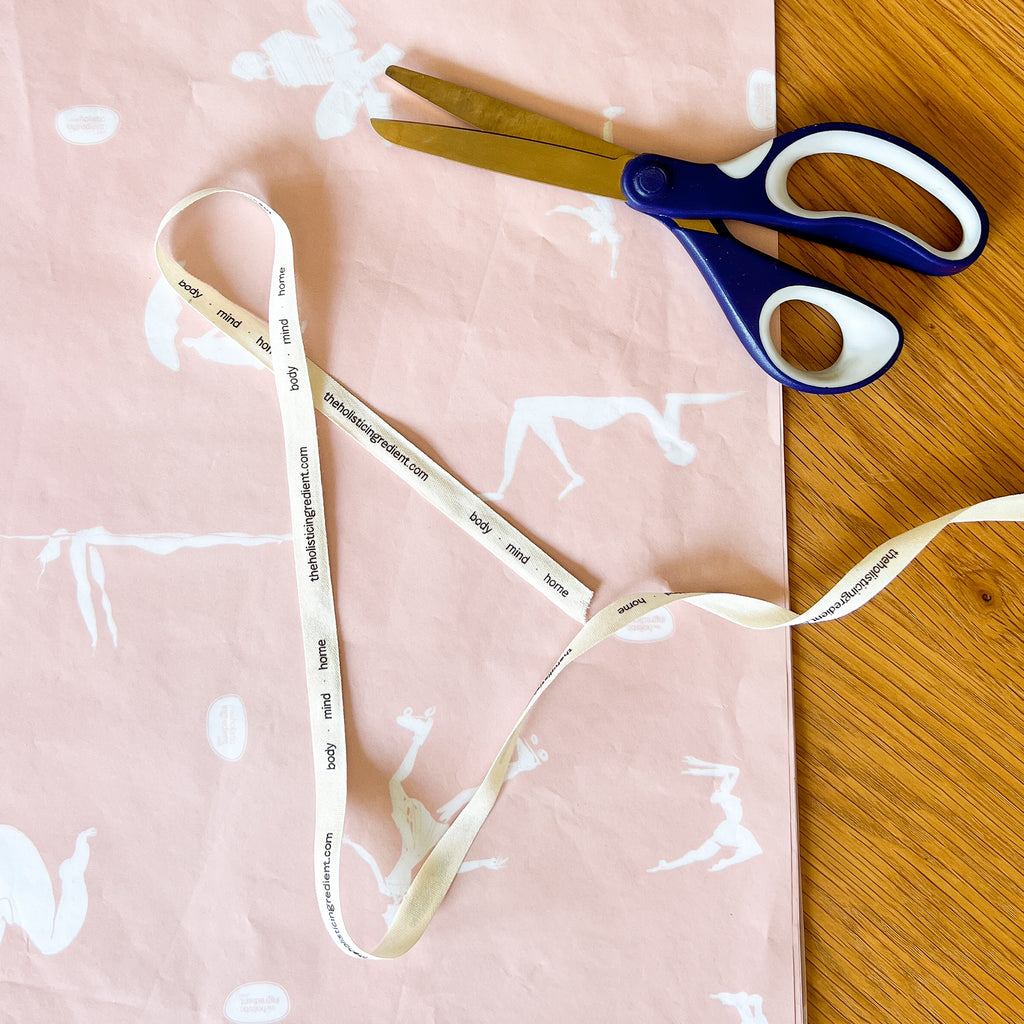 The Holistic Ingredient gift wrap and ribbon. 