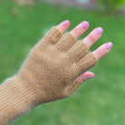 Angora & Lambswool Fingerless Gloves  - Biscuit