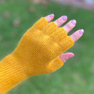 Angora & Lambswool Fingerless Gloves - Egg Yolk