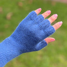 Angora & Lambswool Fingerless Gloves - Indigo