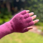 Angora & Lambswool Fingerless Gloves   in  Indian Pink