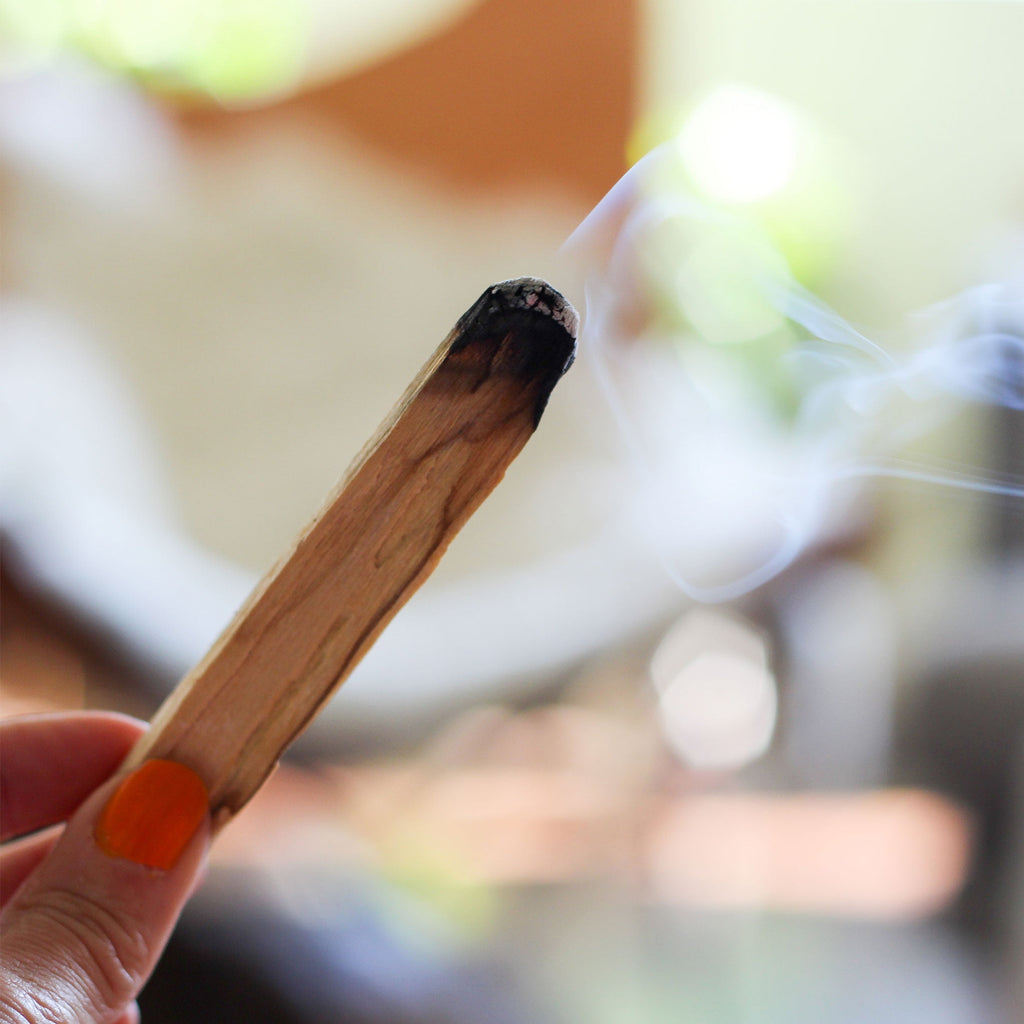 Amy burning Palo Santo