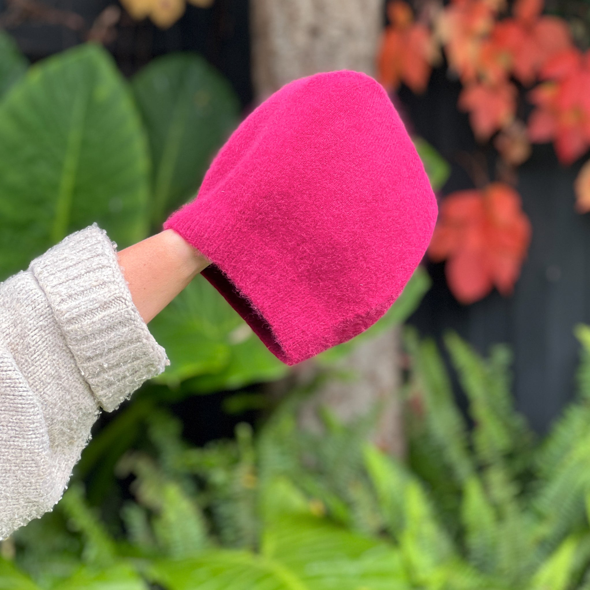Angora & Lambswool Slouch Beanie - Raspberry