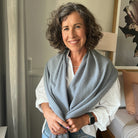 Amy wearing a Cashmere Topper in Sterling