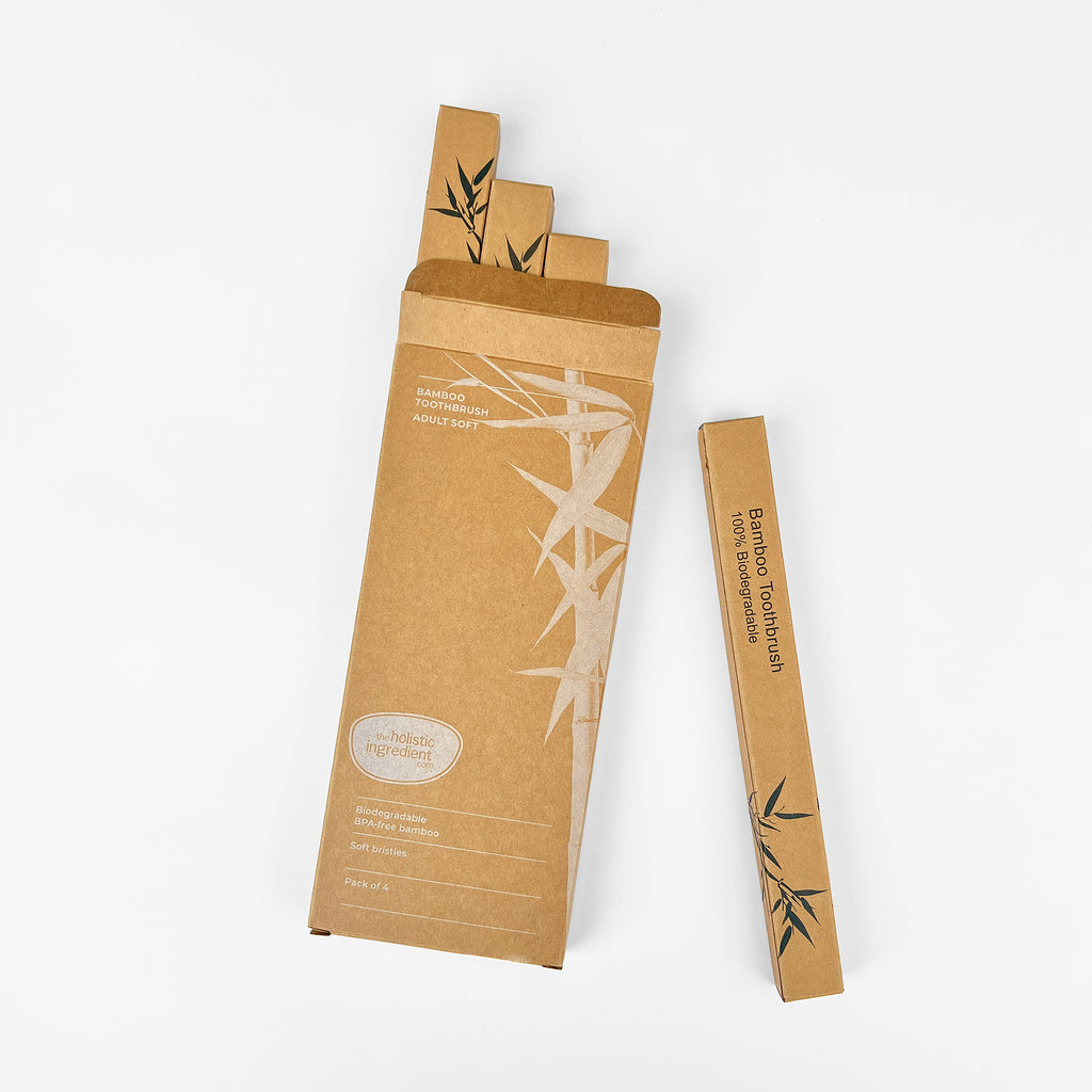 A box of The Holistic Ingredient Bamboo Toothbrushes