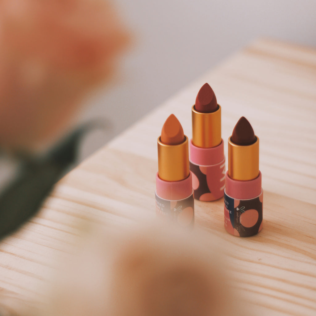 Three Hanami lipsticks.