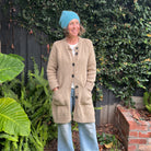 Angora & Lambswool Slouch Beanie in Vintage Teal