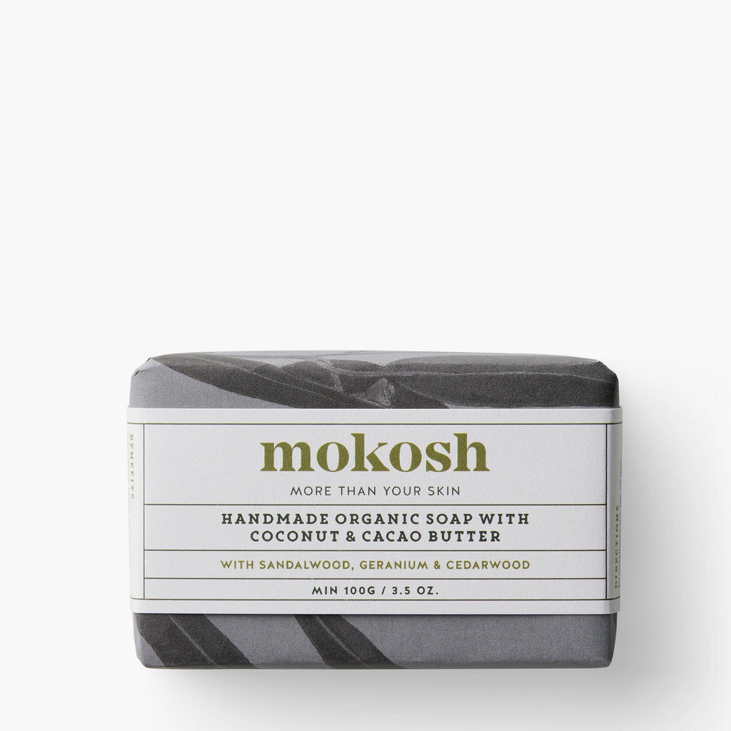 A bar of Mokosh handmade organic soap with coconut & cacao butter